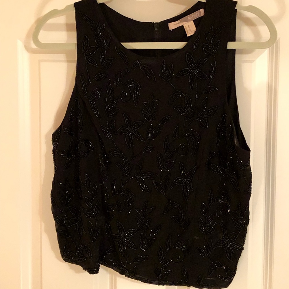 black sleeveless embroidered forever 21 top